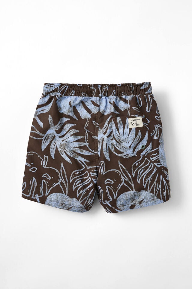 Bailey Board Short, HOT CHOCCY/DUSK BLUE PALM FOLIAGE