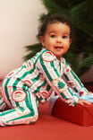 Growie Long Sleeve Zip Romper, ENGLISH IVY/SANTA STAMP - example image 2