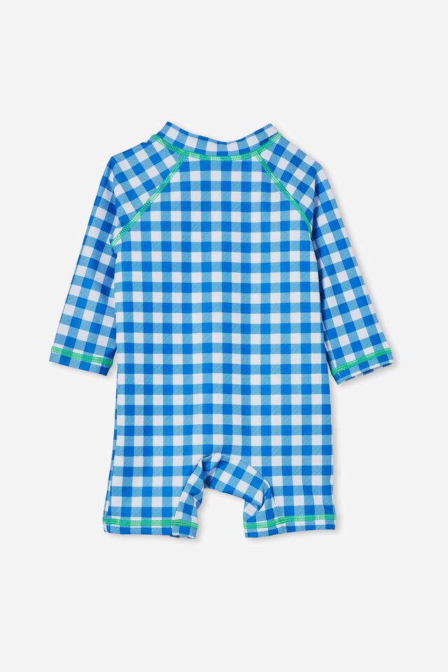 Cameron Long Sleeve Swimsuit, BLUE PUNCH CHECK