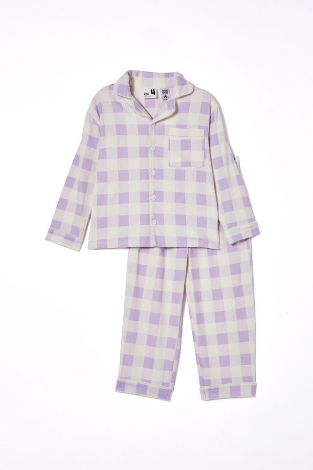 Laila Long Sleeve Pyjama Set, VINTAGE LILAC/GINGHAM