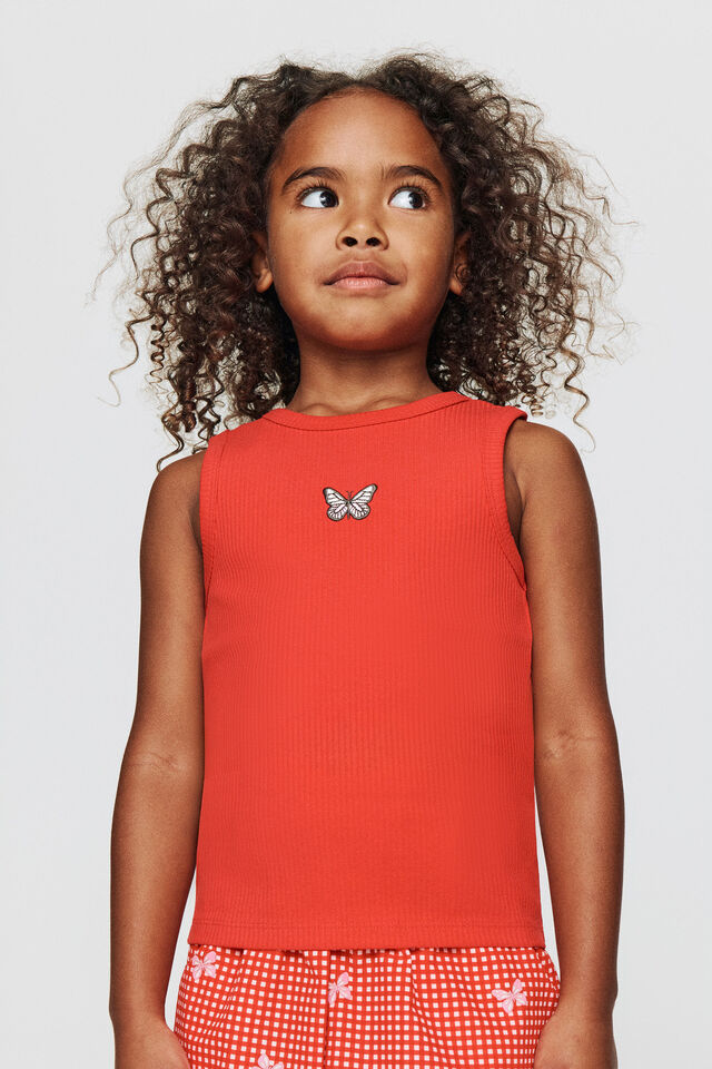 Fitted Essential Tank, VARSITY RED/BUTTERFLY