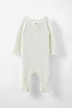 Organic Knit Long Sleeve Romper - Personalised, MILK - alternate image 3