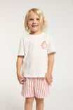 Blair Short Sleeve Pyjama Set, ANTHURIUM/SANTA STRIPE - alternate image 1