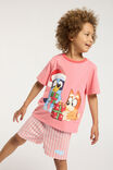 Jordie Organic Short Sleeve Pyjama Set, LCN BLU ORANGE CORAL/NO PEEKING BLUEY - alternate image 1