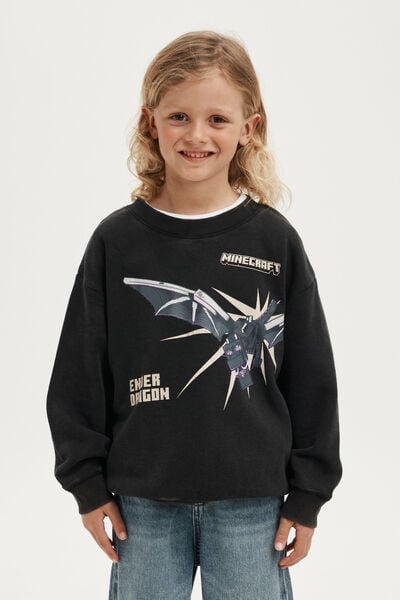 License Felix Fleece Crew Neck, LCN MIN BLACK/MINECRAFT DRAGON