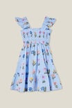 Jeanie Flutter Sleeve Dress, DUSK BLUE/GRID FLORAL - alternate image 3