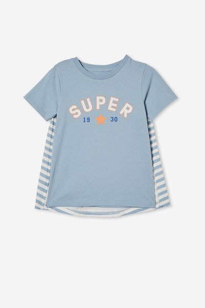 Stevie Short Sleeve Embellished Cape Tee, DUSTY BLUE/SUPER STAR CAPE
