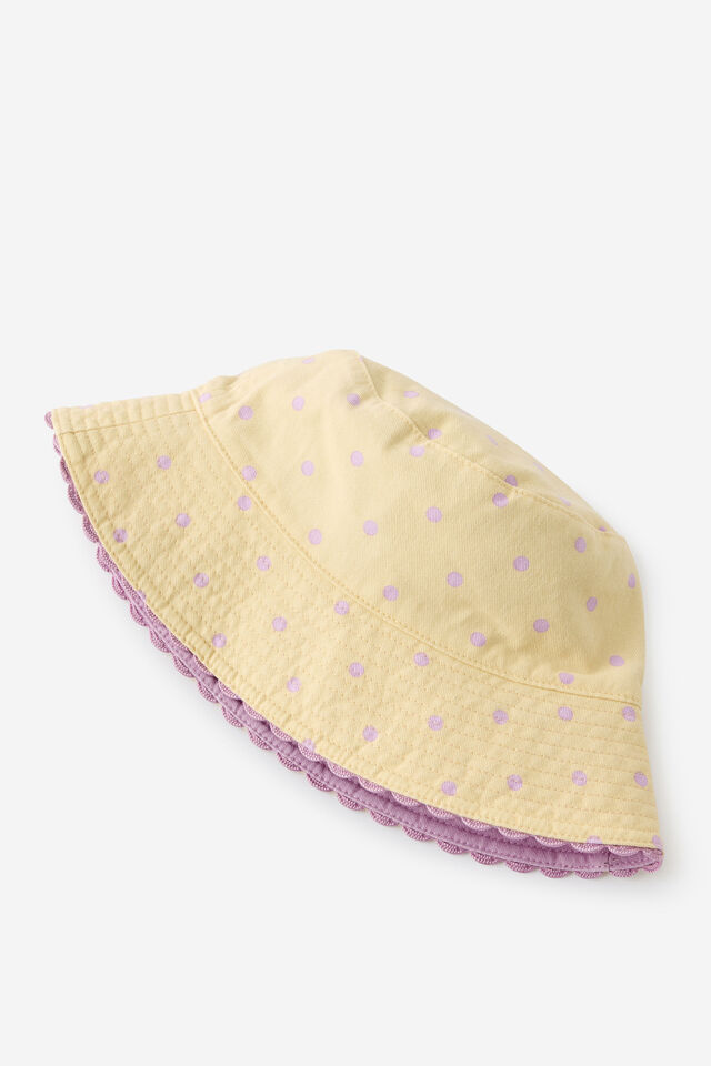 Kids Reversible Bucket Hat, BUTTER YELLOW/SPOT