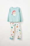 Ace Long Sleeve Pyjama Set, BARBER BLUE/JOLLY SANTA - alternate image 1