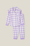Angie Long Sleeve Pyjama Set, LILAC DROP/LUREX GINGHAM - alternate image 1