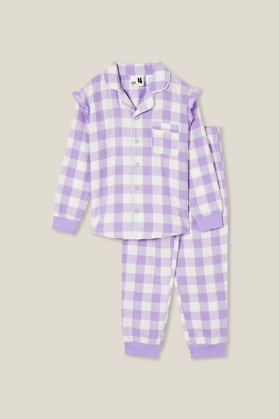 Angie Long Sleeve Pyjama Set, LILAC DROP/LUREX GINGHAM