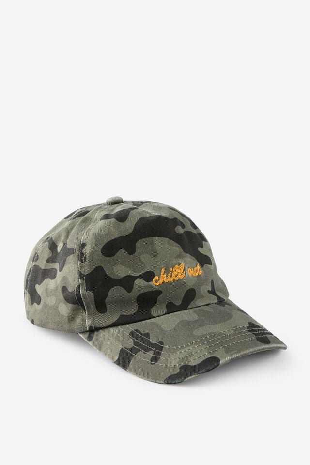 Kids Woven Graphic Cap, CAMO/CHILL OUT