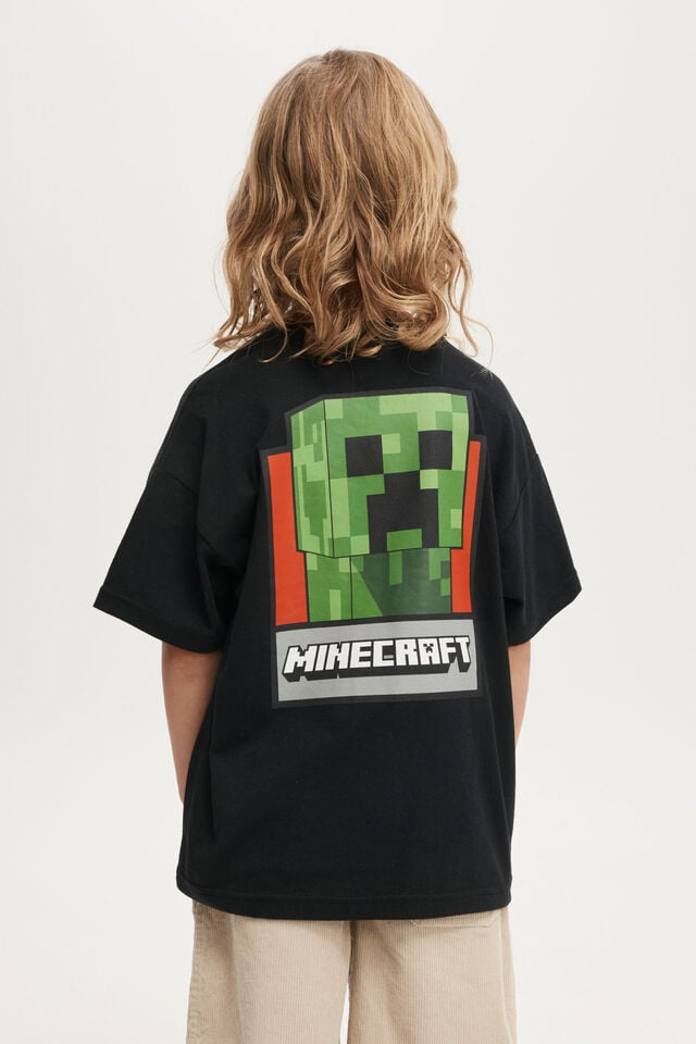 Minecraft Drop Shoulder Short Sleeve Tee, LCN MIN BLACK/MINECRAFT CREEPER