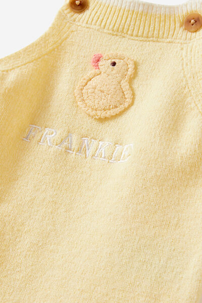Personlisation Organic Blend Knit Bubbysuit, LEMON SQUASH/DUCKLING