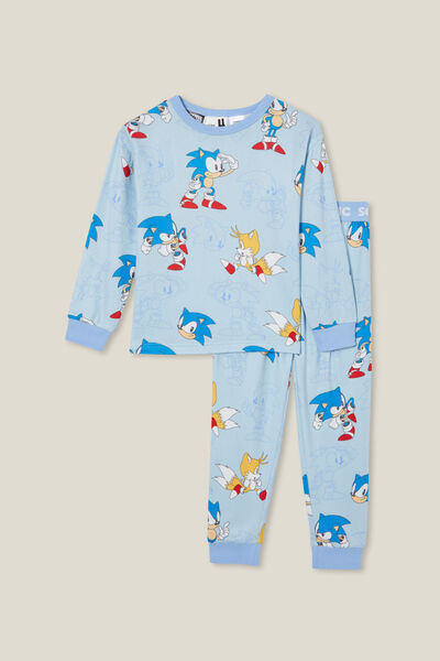 Chuck Long Sleeve Pyjama Set Licensed, LCN SEG FROSTY BLUE/SPEEDY SONIC