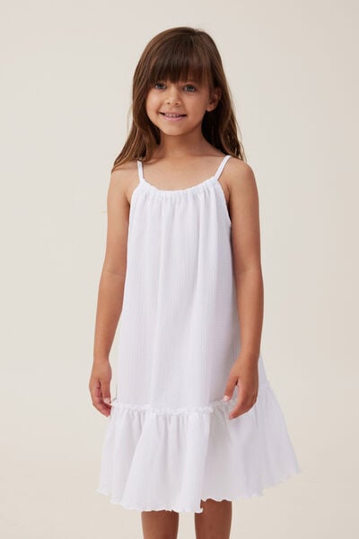 Hallie Tiered Dress, WHITE