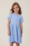 Sally Button Front Short Sleeve Dress, DUSK BLUE WAFFLE - alternate image 1