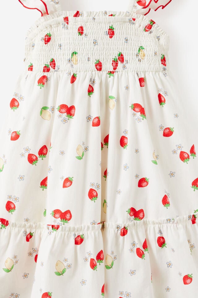 Gigi Flutter Sleeve Dress, VANILLA/STRAWBERRY LEMONS