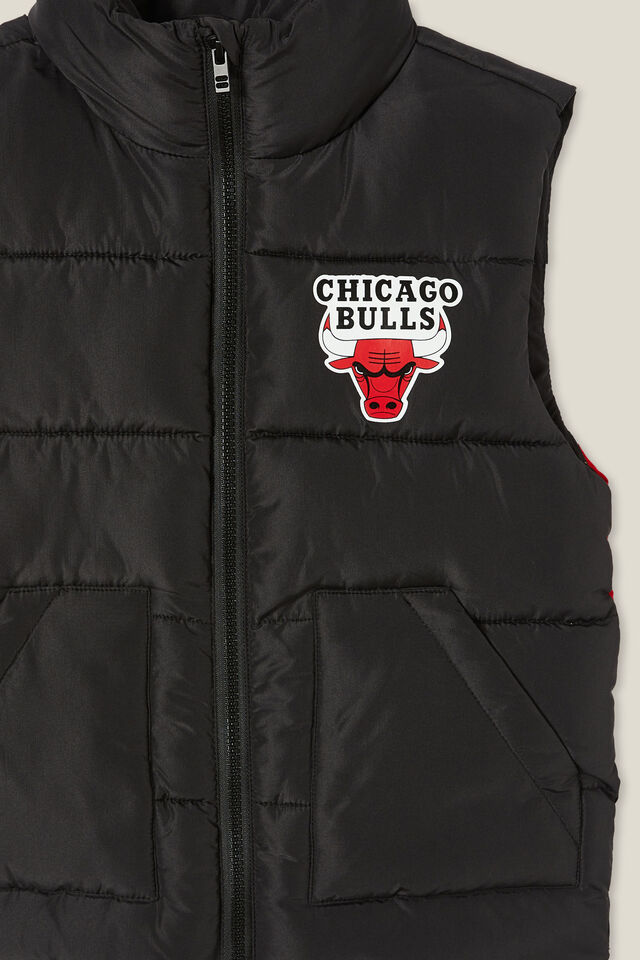 License Longline Puffer Vest, LCN NBA BLACK/CHICAGO BULLS
