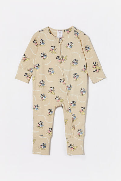 The Long Sleeve Zip Romper License, LCN DIS RAINY DAY/MICKEY S BEST PALS