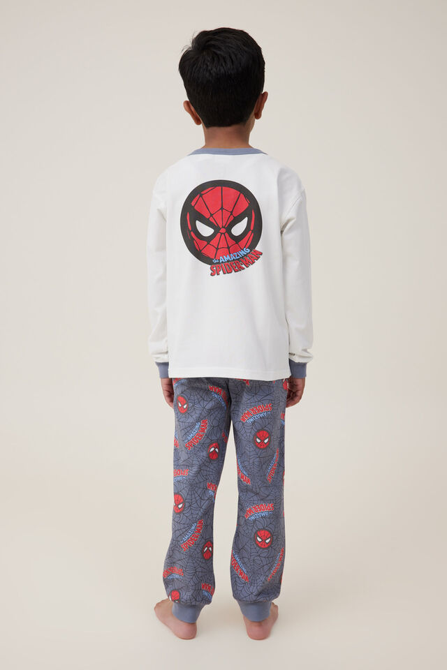 Ace Long Sleeve Pyjama Set Licensed, LCN MAR VANILLA/SPIDERMAN CRAWL