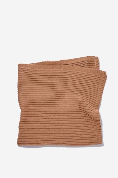 Organic Rib Knit Blanket, TAUPY BROWN