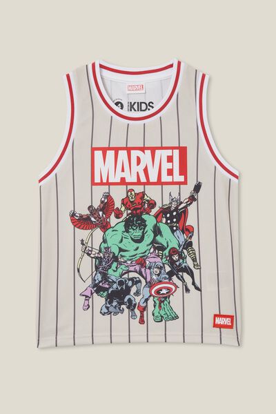 License Basketball Tank - Personalised, LCN MAR RAINY DAY STRIPE/MARVEL CHARACTERS
