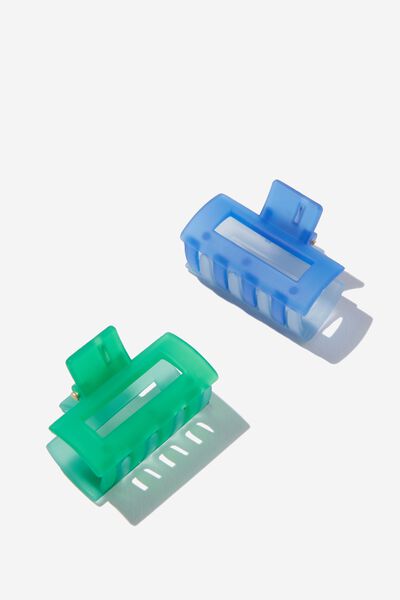 Claudine Claw Clips, BLUE/GREEN TWO TONE 2 PK