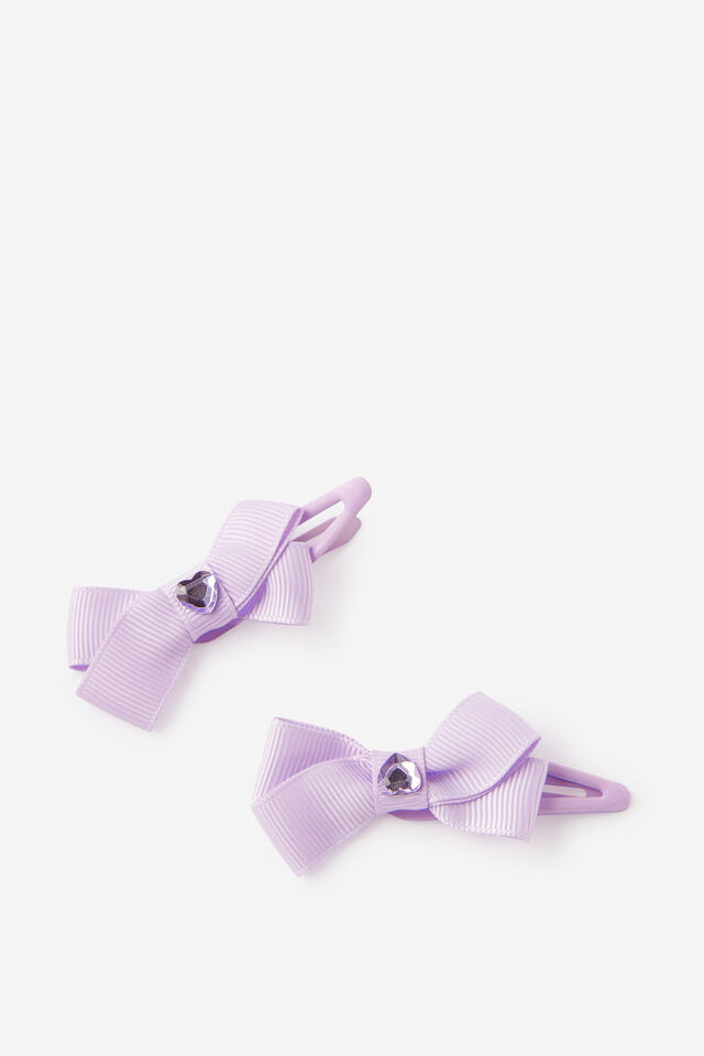 Gemma Hair Clip, VINTAGE LILAC BOWS/HEART GEMMIES