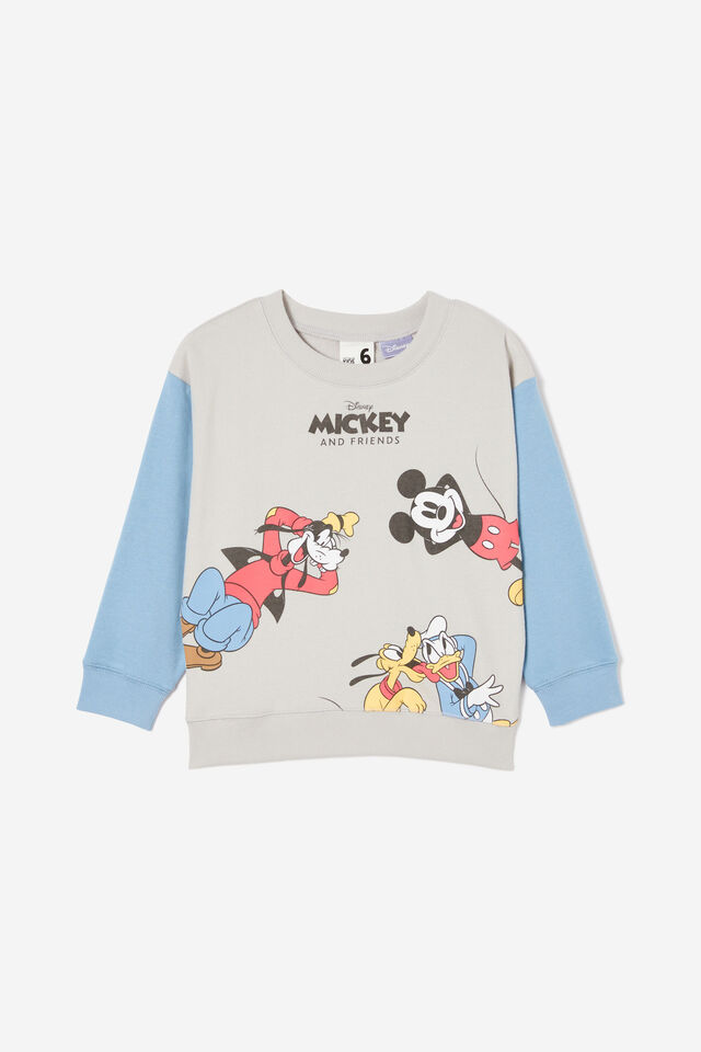 Mickey Mouse Felix Fleece Crew Neck, LCN DIS WINTER GREY & DUSTY BLUE/MICKEY BFF