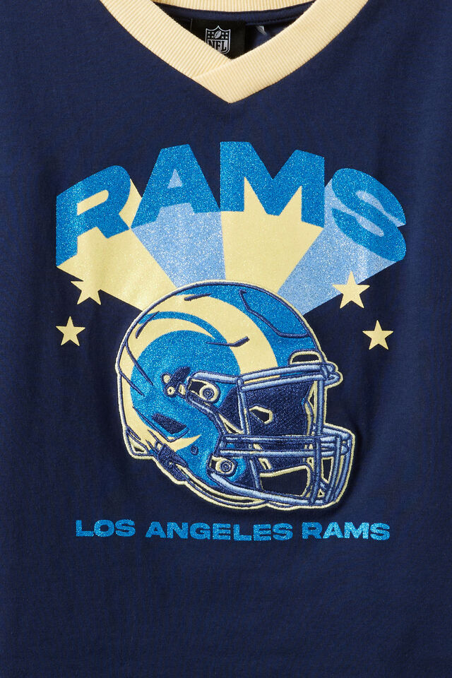 NFL Los Angeles Rams Short Sleeve V Neck Jersey, LCN NFL SHADOW NAVY/RAMS