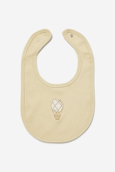 Organic Pointelle Bib, RAINY DAY/HOT AIR BALLOONS