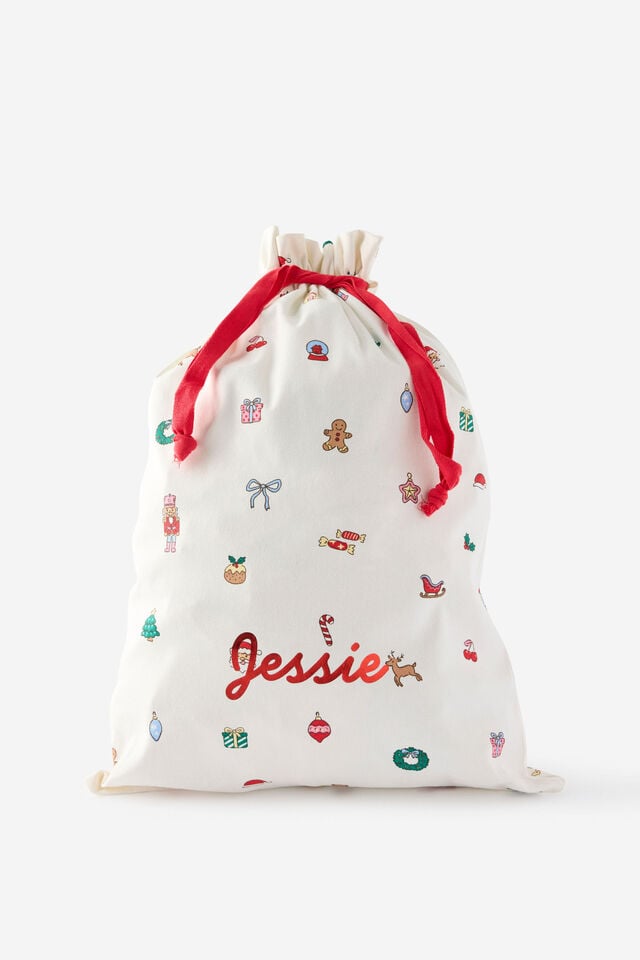 Santa Sack Family Xmas Personalised, VANILLA/EVERYTHING CHRISTMAS
