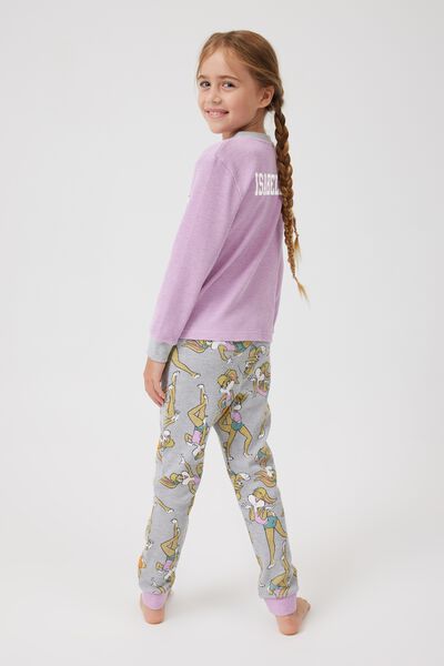 Zara Long Sleeve Pyjama Set Licensed Personalised, LCN WB PURPLE LILACS MARLE/LOLA BUNNY LETTER