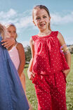 Gigi Babydoll Top, VARSITY RED/BALLET PINK SPOT - example image 2