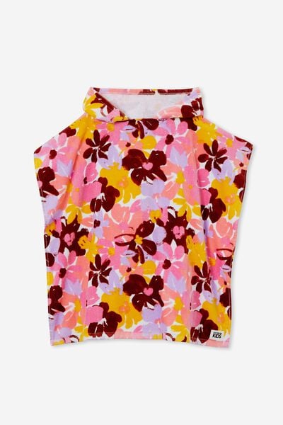 Kids Hooded Towel, STEVIE FLORAL/BUBBLEGUM POP