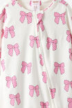 Growie Long Sleeve Zip All In One Romper, VANILLA/PRETTY BOWS - example image 2
