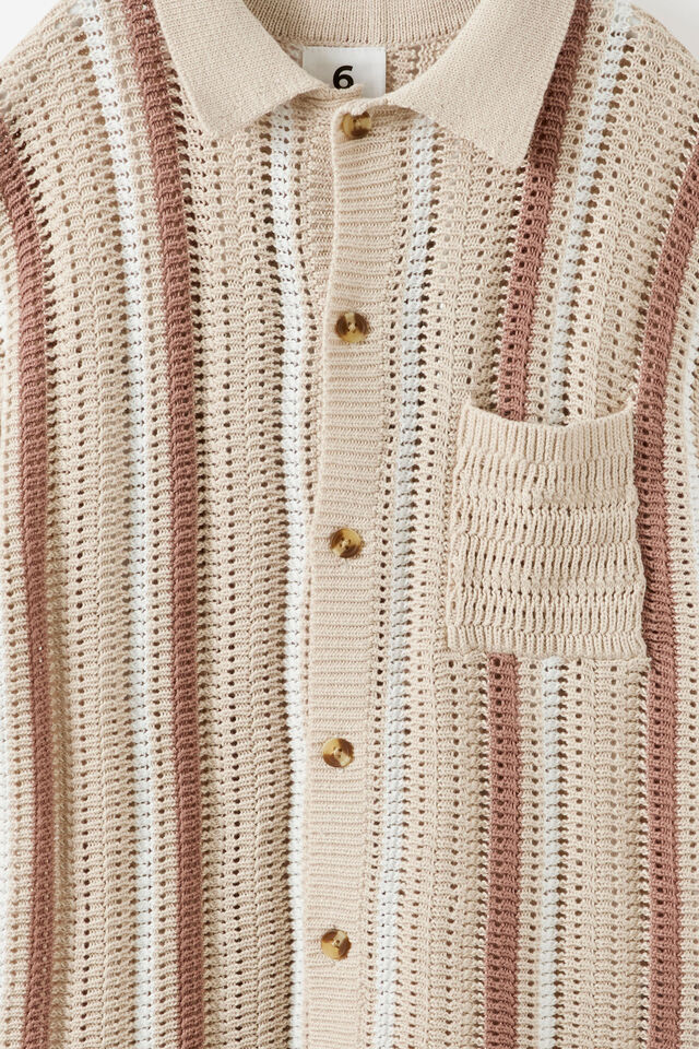 Resort Knitted Shirt, RAINY DAY/VANILLA/COOKIE CRUMBLE STRIPE
