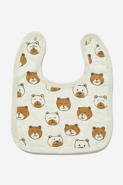 The Baby Bib, OATMEAL MARLE/BEARY CUTE