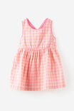 Baby Woven Cross-Back Dress, BABY YELLOW/PINK GINGHAM - example image 1