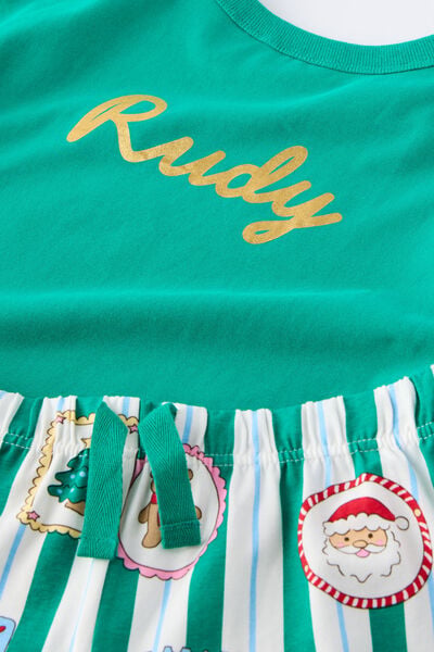 Kids Dreamdrift Family Xmas Pj Set Personalised, ENGLISH IVY/SANTA STAMP