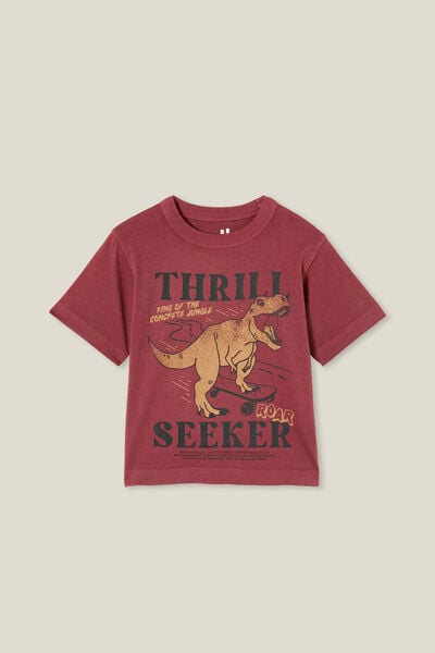 Camiseta - Jonny Short Sleeve Print Tee, VINTAGE BERRY/THRILL SEEKER DINO