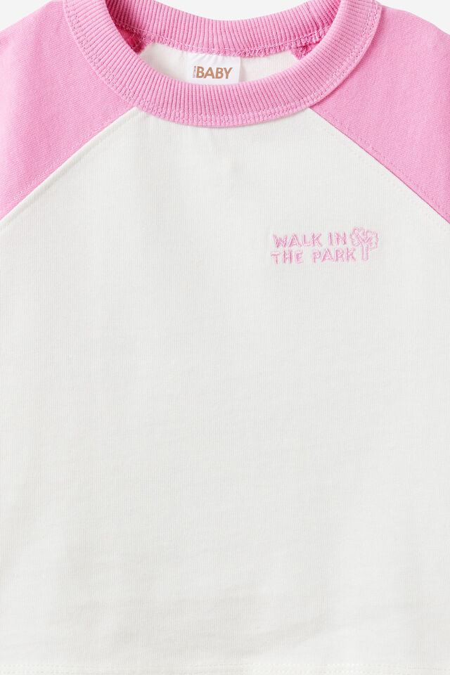 Huey Short Sleeve Raglan Tee, STRAWBERRY MILK/VANILLA