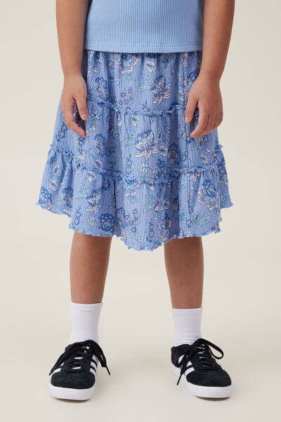 Hallie Tiered Skirt, DUSK BLUE/FRIDA FOLK FLORAL