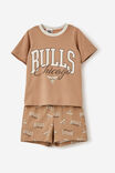 Jordan Short Sleeve Pyjama Set License, LCN NBA TAUPY BROWN/ BULLS TONAL - alternate image 1