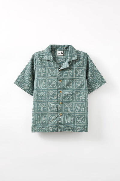Cabana Short Sleeve Shirt, SWAG GREEN/DEEP SAGE MEDI COAST