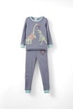 Milo Long Sleeve Pyjama Set, STEEL/ DINO SCORE - alternate image 1