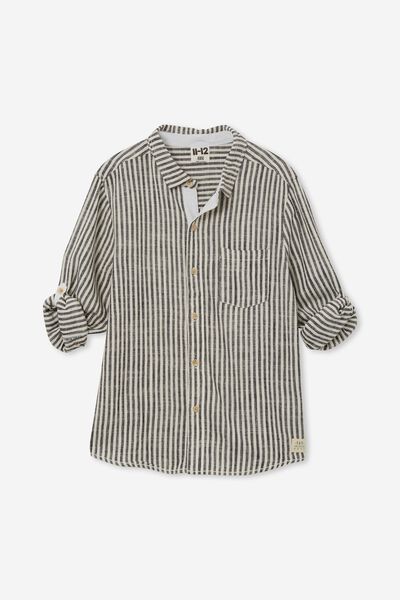 Super Long Sleeve Prep Shirt, NAVY BLAZER/VANILLA STRIPE