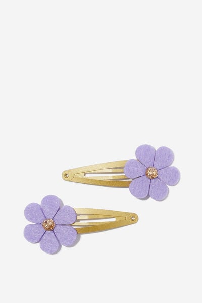 90S Snap Clips, PURPLE FLOWERS