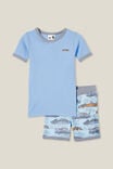 Tyler Short Sleeve Pyjama Set, DUSK BLUE/FAST CARS - alternate image 1
